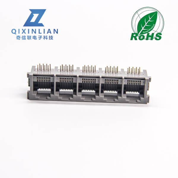 RJ45模块连接器弯式1x5母座8P8C插板接PCB板不带屏蔽